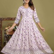 Long Frock Ghera Gaoun Kurti Blue ( ANARKALI KURTI )