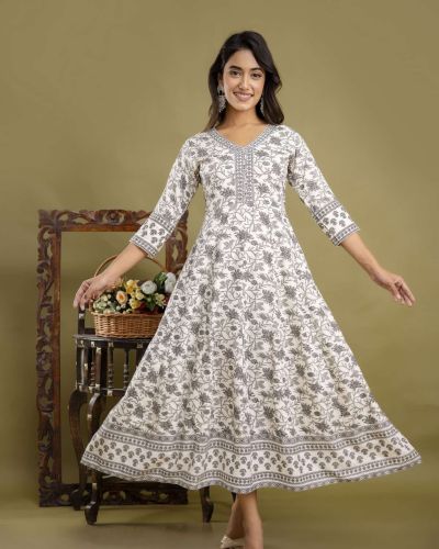 Long Frock Ghera Gaoun Kurti Green ( ANARKALI KURTI )