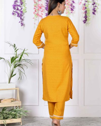 KURTI PANT WITH DUPATTA SET ( YELLOW )