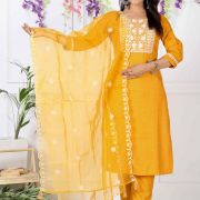 KURTI PANT WITH DUPATTA SET ( YELLOW )