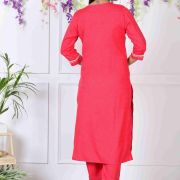 KURTI PANT WITH DUPATTA SET ( ROSE RED )