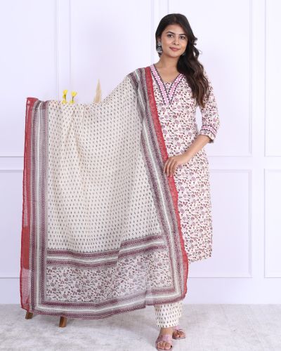 KURTI PANT DUPATTA SET ( KOTA DORIYA DUPATAT )