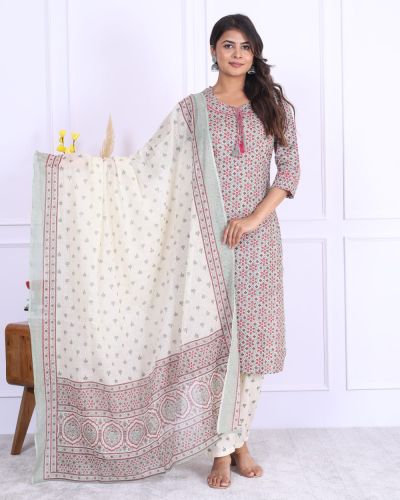 KURTI PANT DUPATTA SET ( KOTA DORIYA DUPATAT )