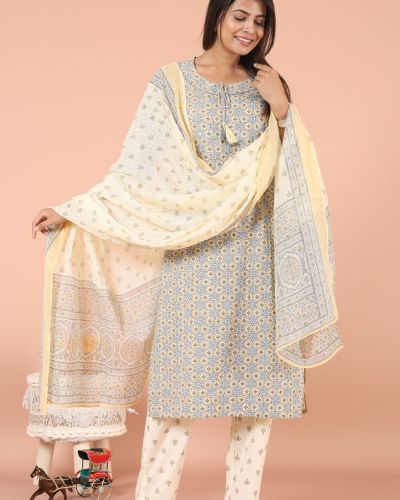 KURTI PANT DUPATTA SET ( KOTA DORIYA DUPATAT )