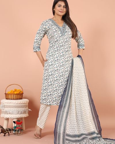 KURTI PANT DUPATTA SET ( KOTA DORIYA DUPATAT )