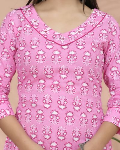 PRINTED LONG KURTI ( TENDER PINK )