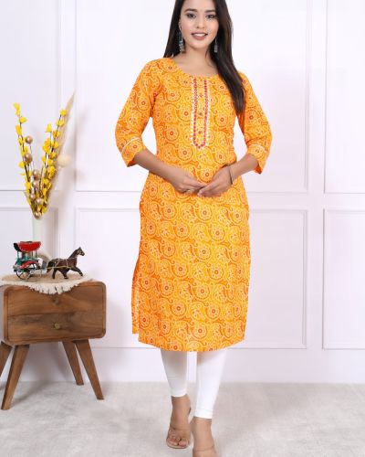 CHUNRI LAHARIYA KURTI ( YELLOW )