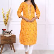 CHUNRI LAHARIYA KURTI ( YELLOW )