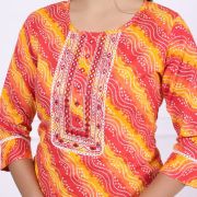 CHUNRI LAHARIYA KURTI ( YELLOW RED)