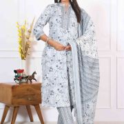 KURTI PANT DUPATTA SET ( PURE COTTON 60*60 )