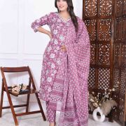 KURTI PANT DUPATTA SET ( PURE COTTON 60*60 )