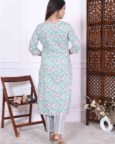 KURTI PANT DUPATTA SET ( PURE COTTON 60*60 )