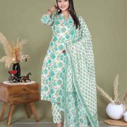 KURTI PANT DUPATTA SET ( PURE COTTON 60*60 )