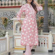 KURTI PANT DUPATTA SET ( PURE COTTON 60*60 )