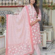 KURTI PANT DUPATTA SET ( PURE COTTON 60*60 )