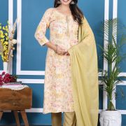 KURTI PANT DUPATTA SET ( BOMBAY RIYON )