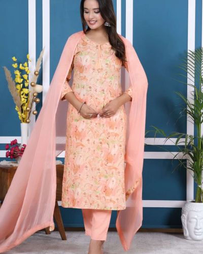 KURTI PANT DUPATTA SET ( BOMBAY RIYON )