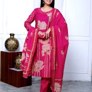 KURTI PANT DUPATTA SET ( MASLIN SILK )