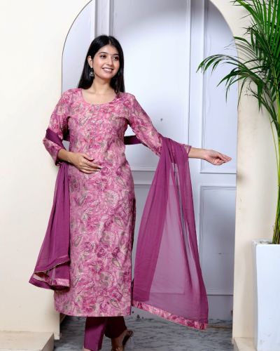 KURTI PANT DUPATTA SET ( MASLIN SILK )