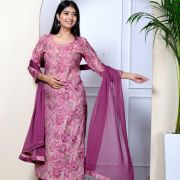 KURTI PANT DUPATTA SET ( MASLIN SILK )