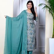 KURTI PANT DUPATTA SET ( MASLIN SILK )