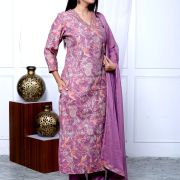 KURTI PANT DUPATTA SET ( MASLIN SILK )