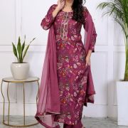 KURTI PANT DUPATTA SET ( MASLIN SILK )