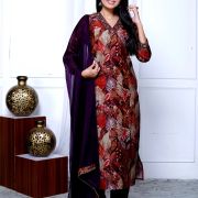 KURTI PANT DUPATTA SET ( MASLIN SILK )