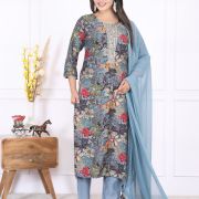 KURTI PANT DUPATTA SET ( MASLIN SILK )