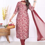 KURTI PANT DUPATTA SET ( MASLIN SILK )