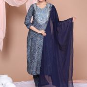 KURTI PANT DUPATTA SET ( MASLIN SILK )