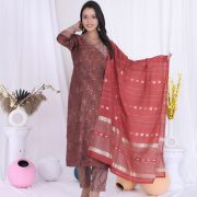 KURTI PANT DUPATTA SET ( MASLIN SILK )