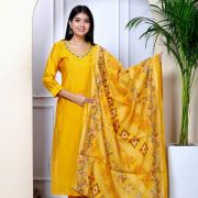 KURTI PANT DUPATTA SET ( MASLIN SILK )