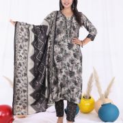 KURTI PANT DUPATTA SET ( MASLIN SILK )