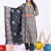 KURTI PANT DUPATTA SET ( MASLIN SILK )