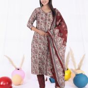 KURTI PANT DUPATTA SET ( MASLIN SILK )