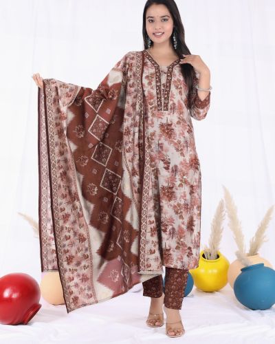 KURTI PANT DUPATTA SET ( MASLIN SILK )