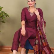 KURTI PANT DUPATTA SET ( ROMAN SILK )