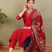 KURTI PANT DUPATTA SET ( ROMAN SILK )