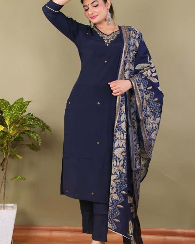 KURTI PANT DUPATTA SET ( ROMAN SILK )