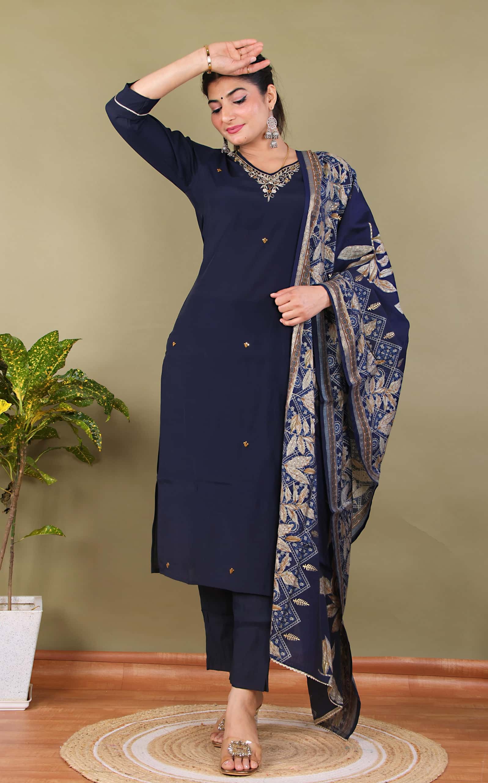 KURTI PANT DUPATTA SET ( ROMAN SILK )