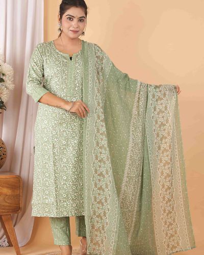 CAPSULE FOIL PRINTE KURTI PANT DUPATTA SET