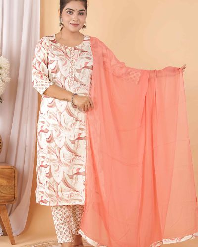 CAPSULE FOIL PRINTE KURTI PANT DUPATTA SET