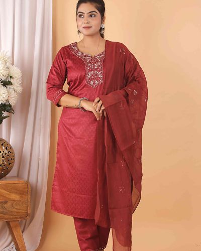 FABRIC RIYON 140GM DOBY  KURTI PANT DUPPATA SET