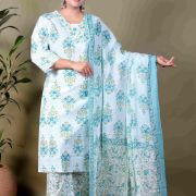 KURTI PANT DUPATTA SET ( PURE COTTON 60*60 )