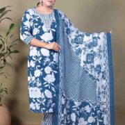 KURTI PANT DUPATTA SET ( PURE COTTON 60*60 )