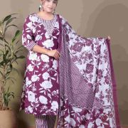 KURTI PANT DUPATTA SET ( PURE COTTON 60*60 )