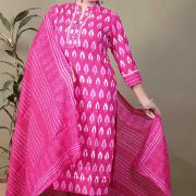 KURTI PANT DUPATTA SET ( PURE COTTON 60*60 )