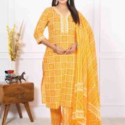 KURTI PANT DUPATTA SET ( PURE COTTON 60*60 )