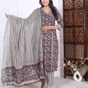 KURTI PANT DUPATTA SET ( PURE COTTON 60*60 )